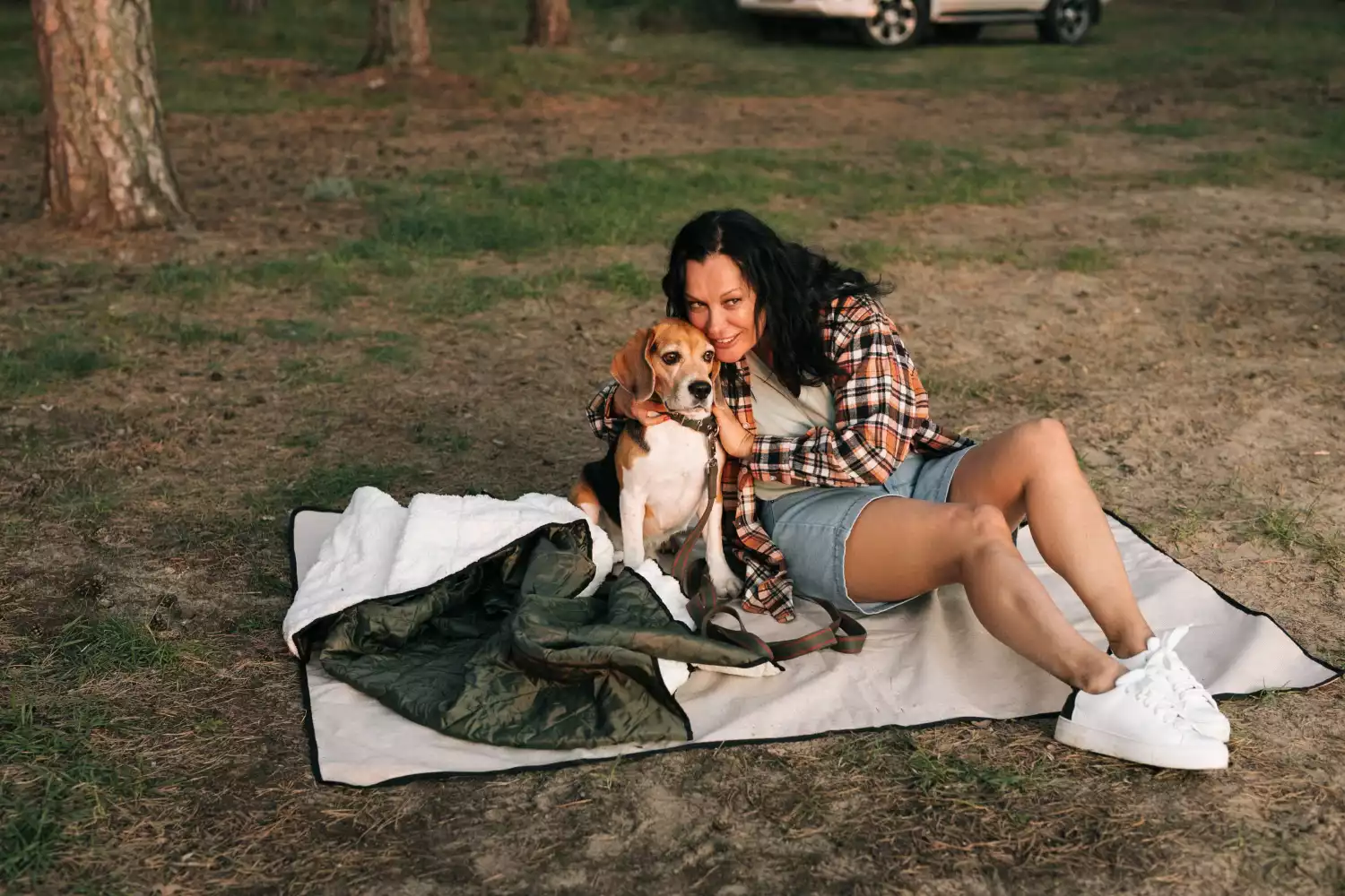 beige picnic blanket