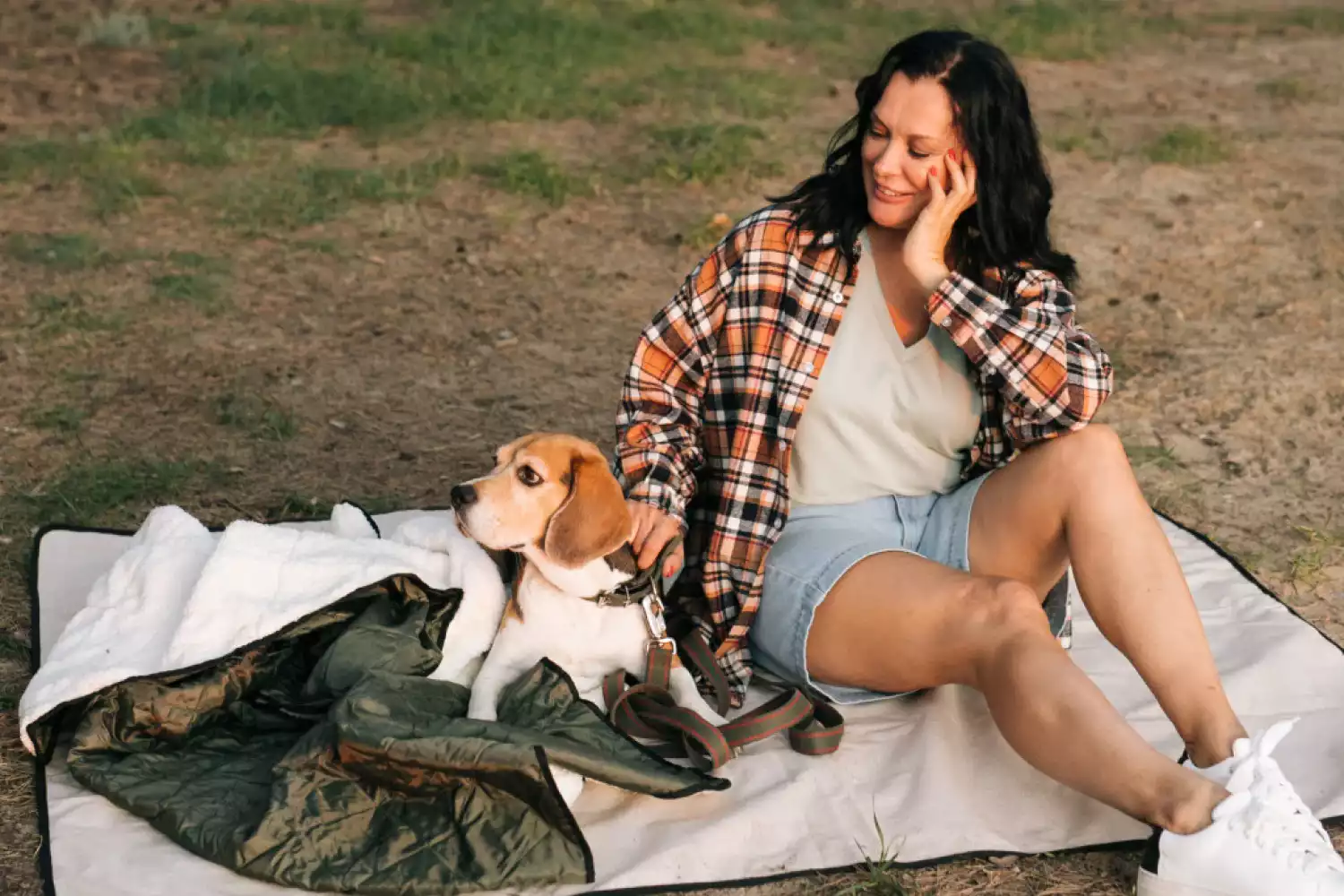 beige picnic blanket