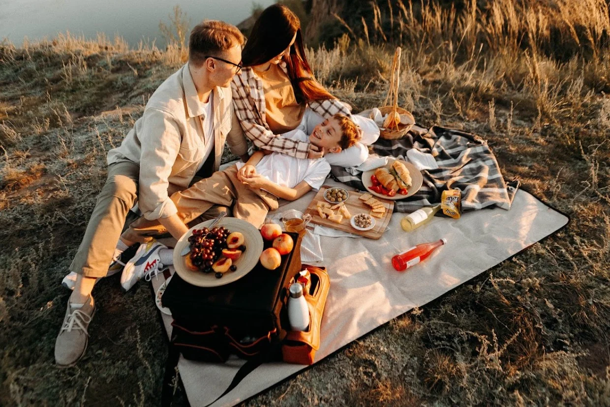 beige picnic blanket